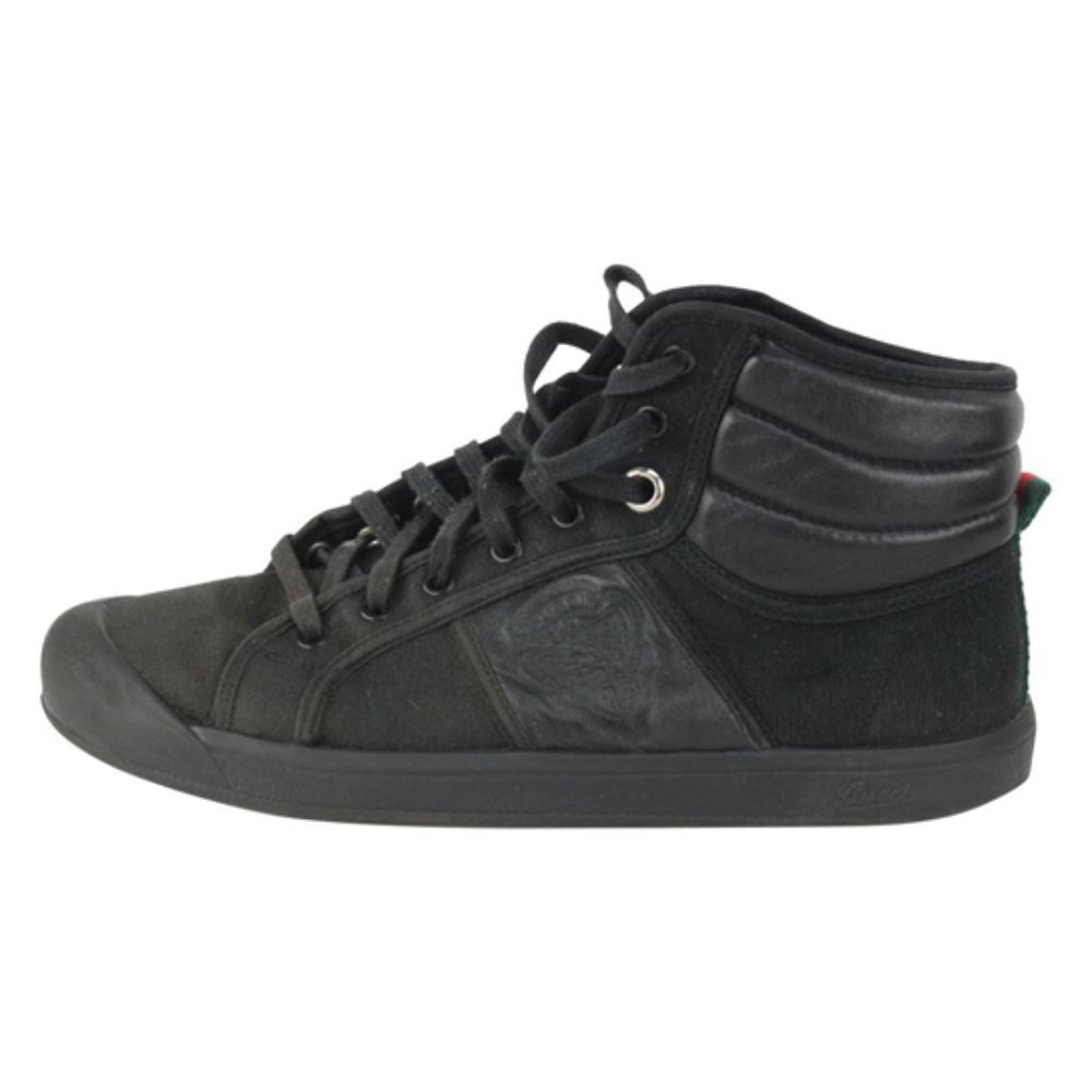 Gucci Men's US 9.5 High Top Web Black Sneaker Boot